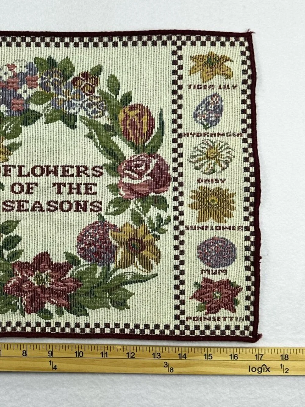 Vintage Flowers Of The Seasons 2 Wall Art Decor Tapestry Placemats DIY 17x12.5